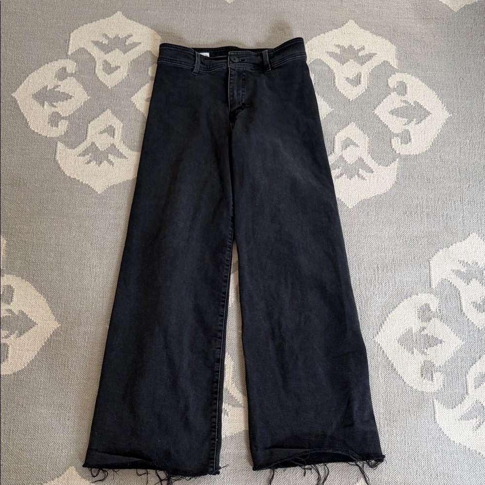 Zara Girls Black Wide-Leg High-Rise Jeans